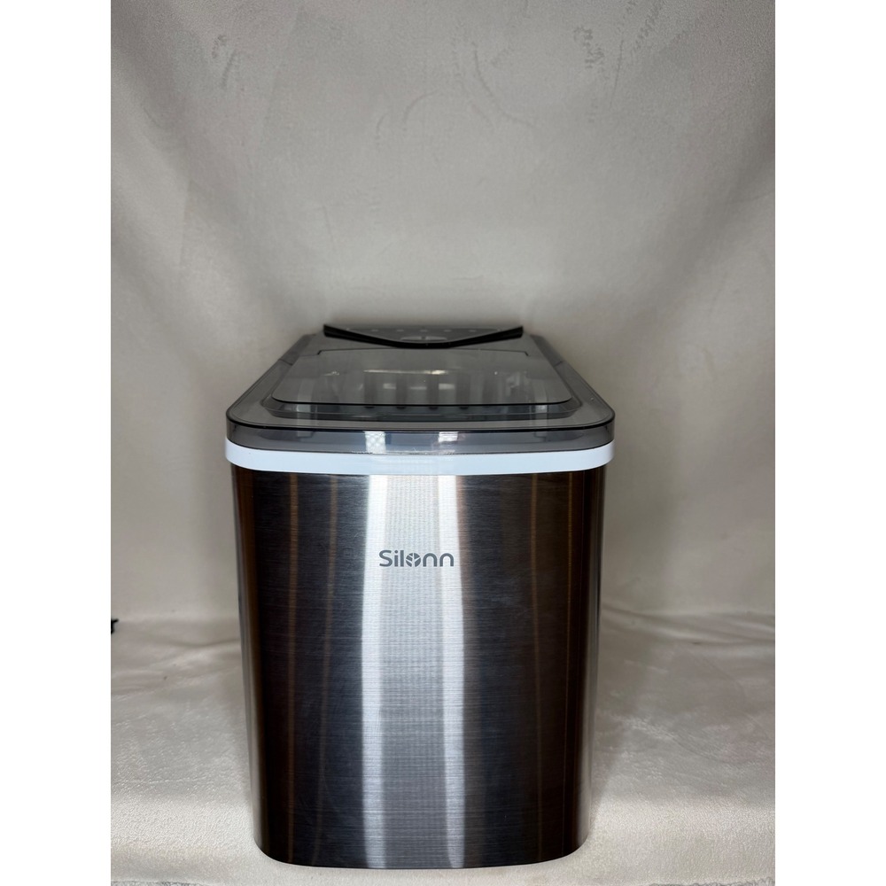 Silonn SLIM01 Countertop Ice Maker Stainless Steel 26 Lbs/Day Self Cleaning
